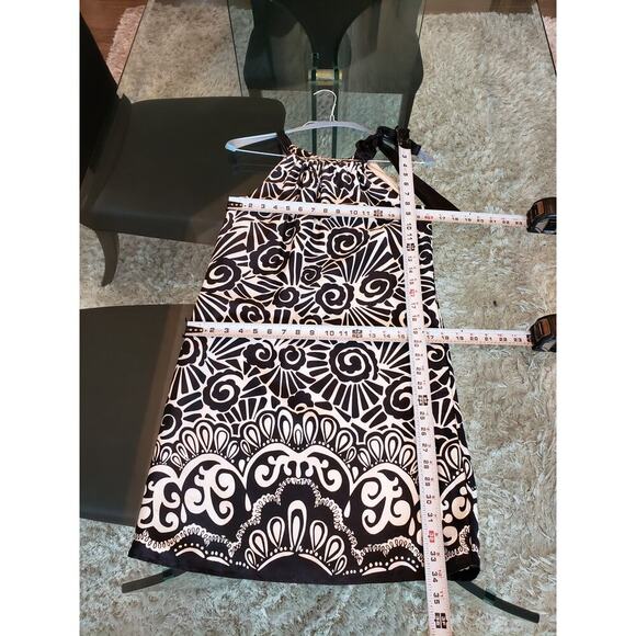 White House Black Market  Silk Sleeveless Dress Black/White Geometric Print 0 - Picture 10 of 10